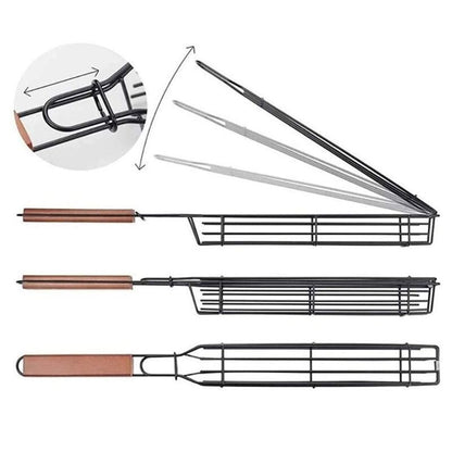 Wooden Handle Metal Kebab Grill Basket by HitMyNeed
