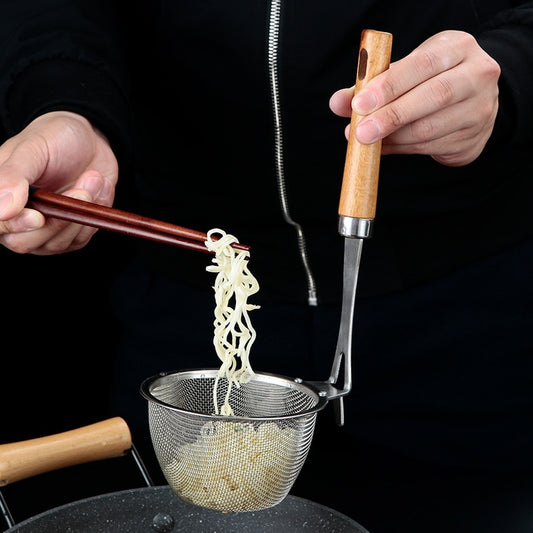 Wooden Handle Ramen Noodle Strainer Basket by HitMyNeed
