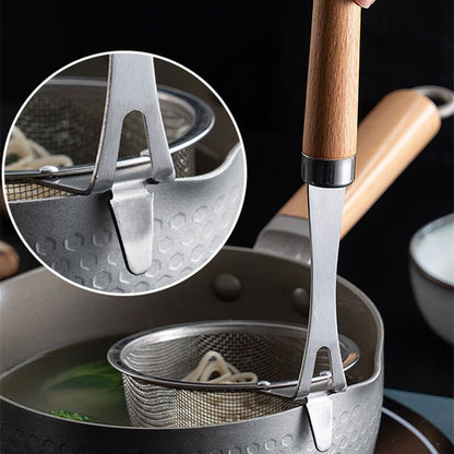 Wooden Handle Ramen Noodle Strainer Basket by HitMyNeed