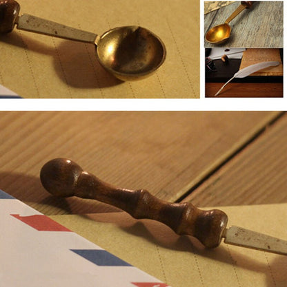 Wooden Handle Sealing Wax Melting Spoon by HitMyNeed