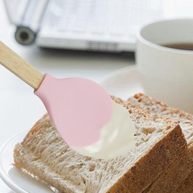 Wooden Handle Silicone Heart Spatula Set by HitMyNeed