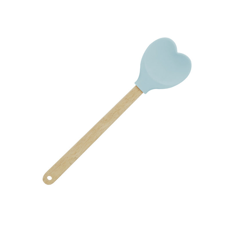 Wooden Handle Silicone Heart Spatula Set by HitMyNeed