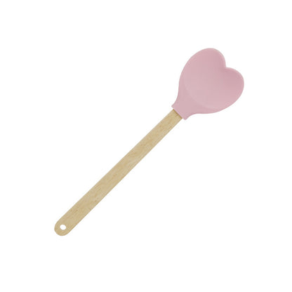 Wooden Handle Silicone Heart Spatula Set by HitMyNeed