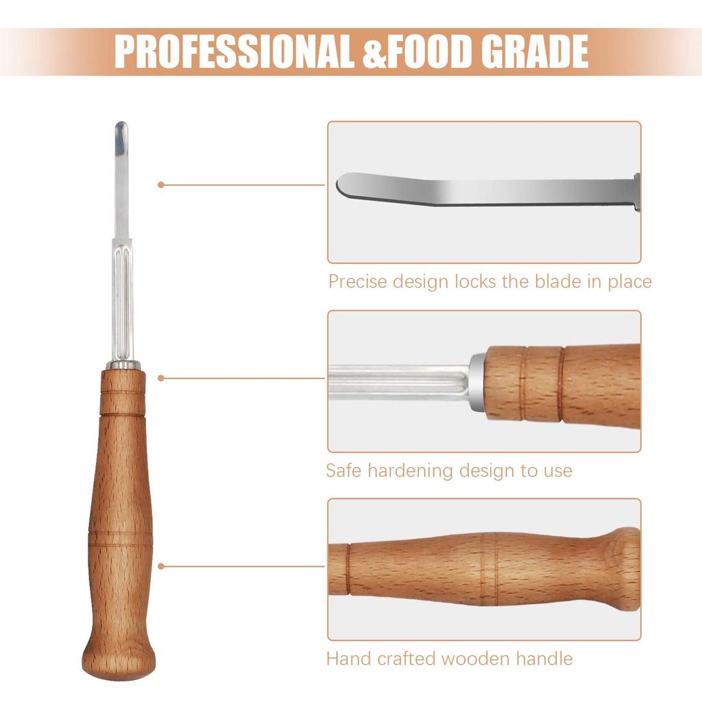 Wooden Handle Sourdough Scoring Knife with Blades by HitMyNeed