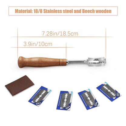 Wooden Handle Sourdough Scoring Knife with Blades by HitMyNeed