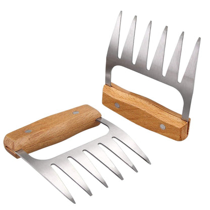 Wooden Handle Stainless Steel Claw Meat Shredder by HitMyNeed