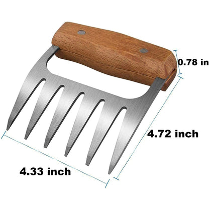 Wooden Handle Stainless Steel Claw Meat Shredder by HitMyNeed