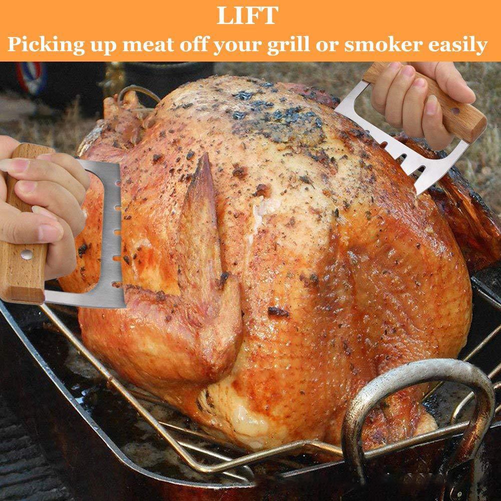 Wooden Handle Stainless Steel Claw Meat Shredder by HitMyNeed
