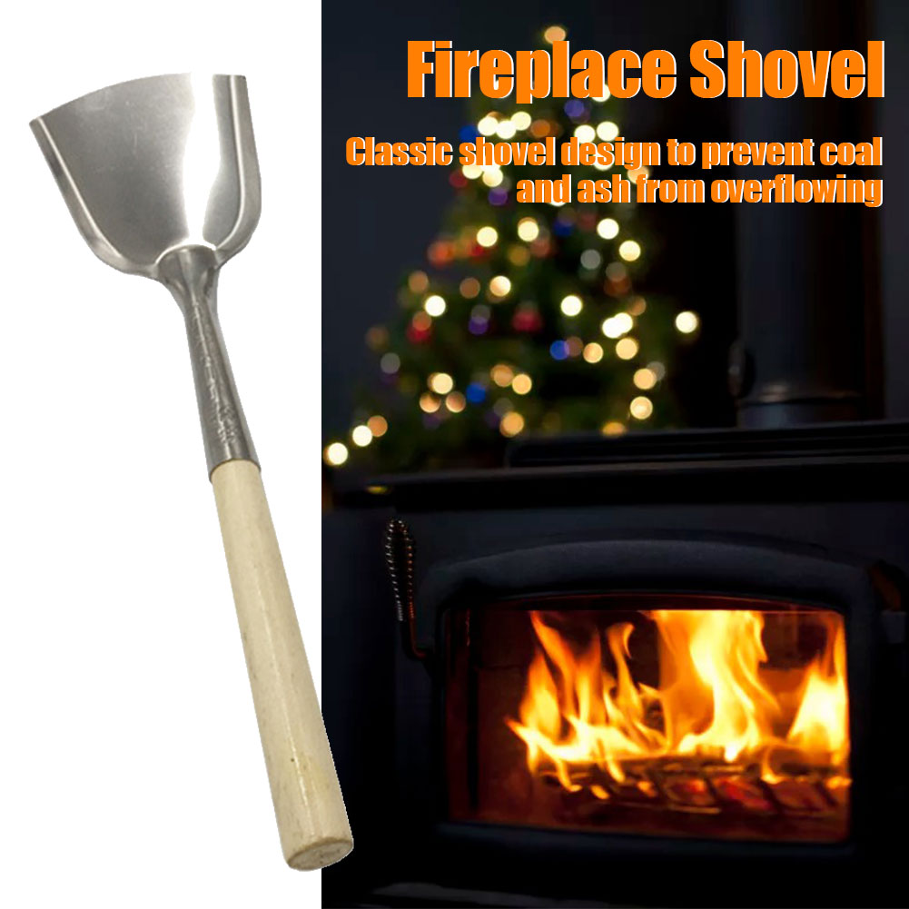 Wooden Handle Stainless Steel Fireplace Shovel by HitMyNeed