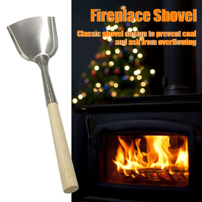 Wooden Handle Stainless Steel Fireplace Shovel by HitMyNeed