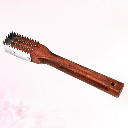 Wooden Handle Stainless Steel Fish Scale Scraper by HitMyNeed