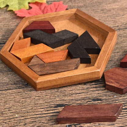 Wooden Hexagon Brain Teaser Puzzle for All Ages by HitMyNeed