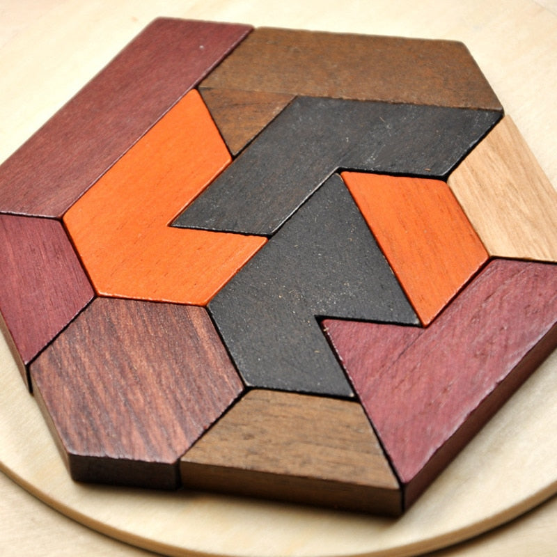 Wooden Hexagon Brain Teaser Puzzle for All Ages by HitMyNeed