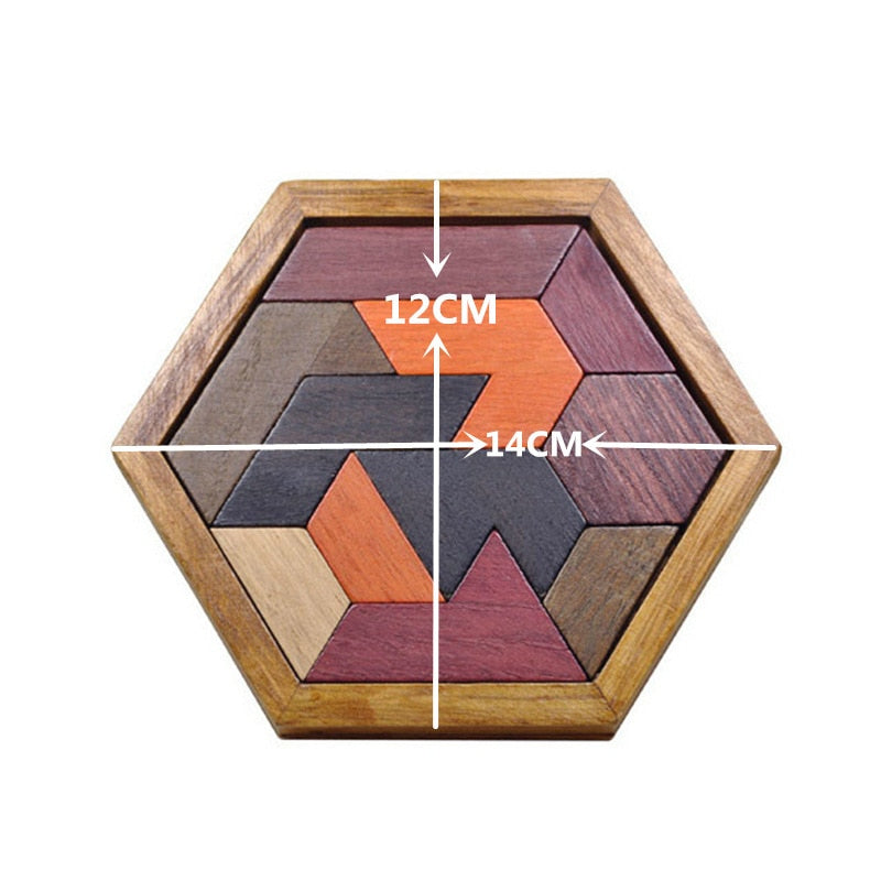 Wooden Hexagon Brain Teaser Puzzle for All Ages by HitMyNeed
