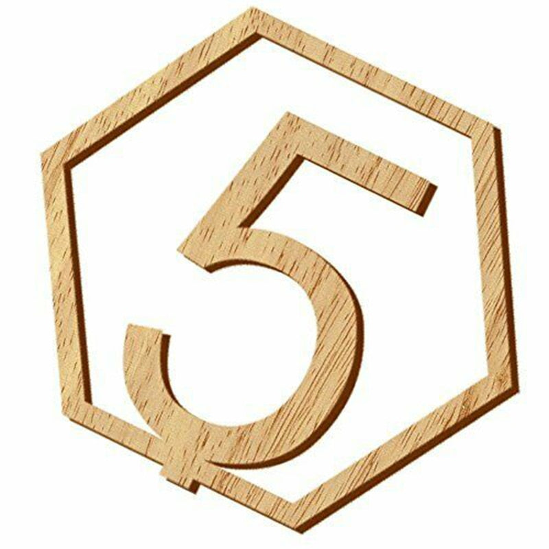 Wooden Hexagon Table Numbers 1-20 (Set of 20) by HitMyNeed