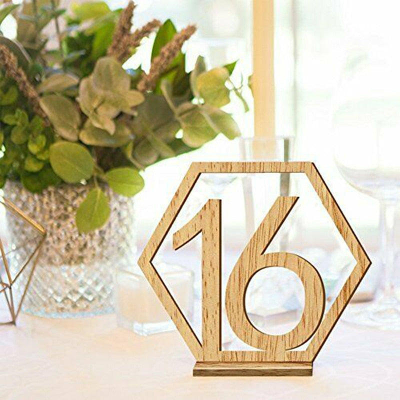 Wooden Hexagon Table Numbers 1-20 (Set of 20) by HitMyNeed
