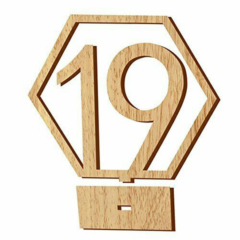 Wooden Hexagon Table Numbers 1-20 (Set of 20) by HitMyNeed