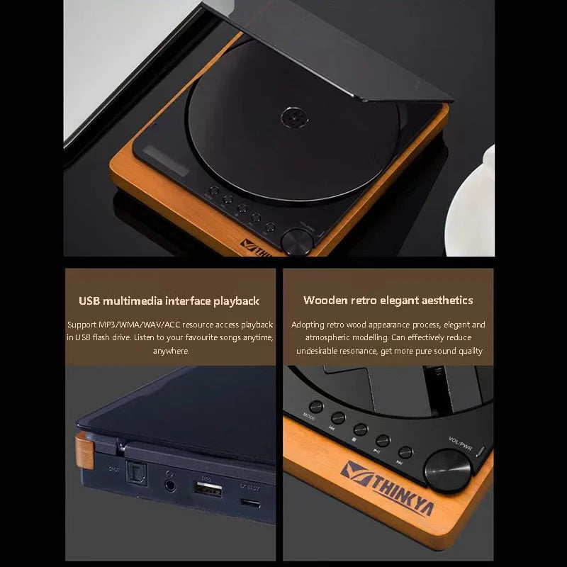 Wooden HiFi CD Player with Bluetooth 5.1 & Optical Out by HitMyNeed