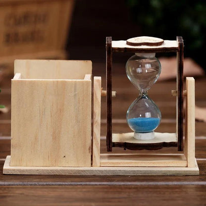Wooden Hourglass Pen Holder Desk Organizer by HitMyNeed