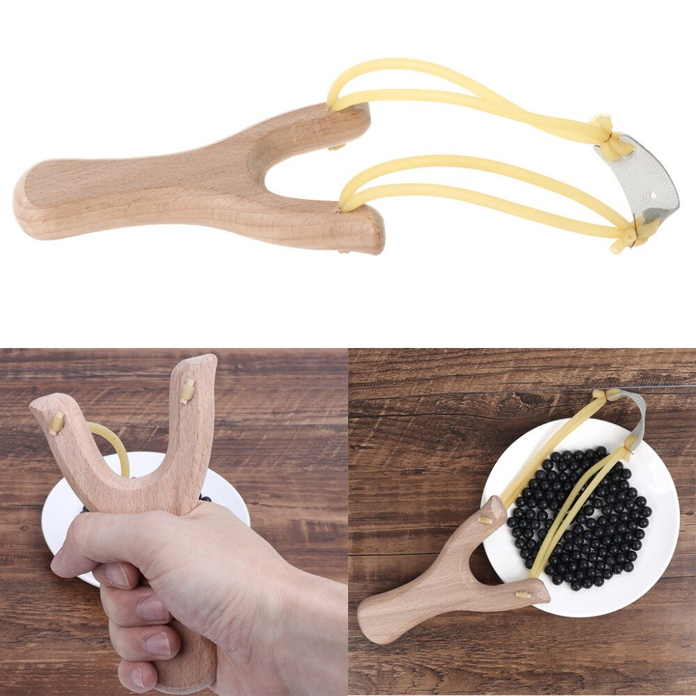Wooden Hunting Slingshot with Elastic Band by HitMyNeed