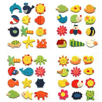 Wooden Kids Fridge Magnets Set (12 Pieces) by HitMyNeed