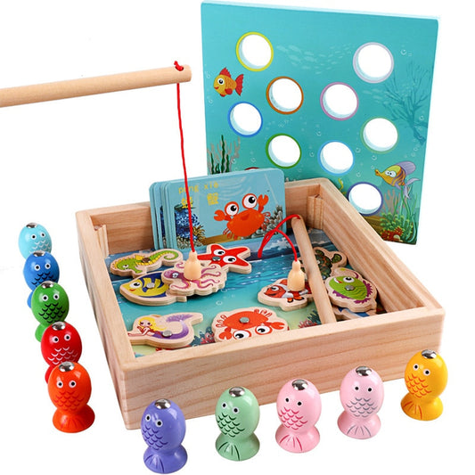 Wooden Kids Magnetic Fishing Educational Toy Set by HitMyNeed