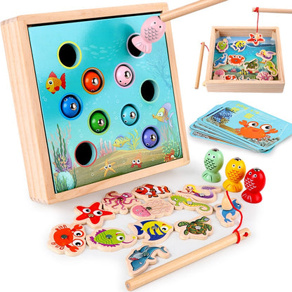 Wooden Kids Magnetic Fishing Educational Toy Set by HitMyNeed