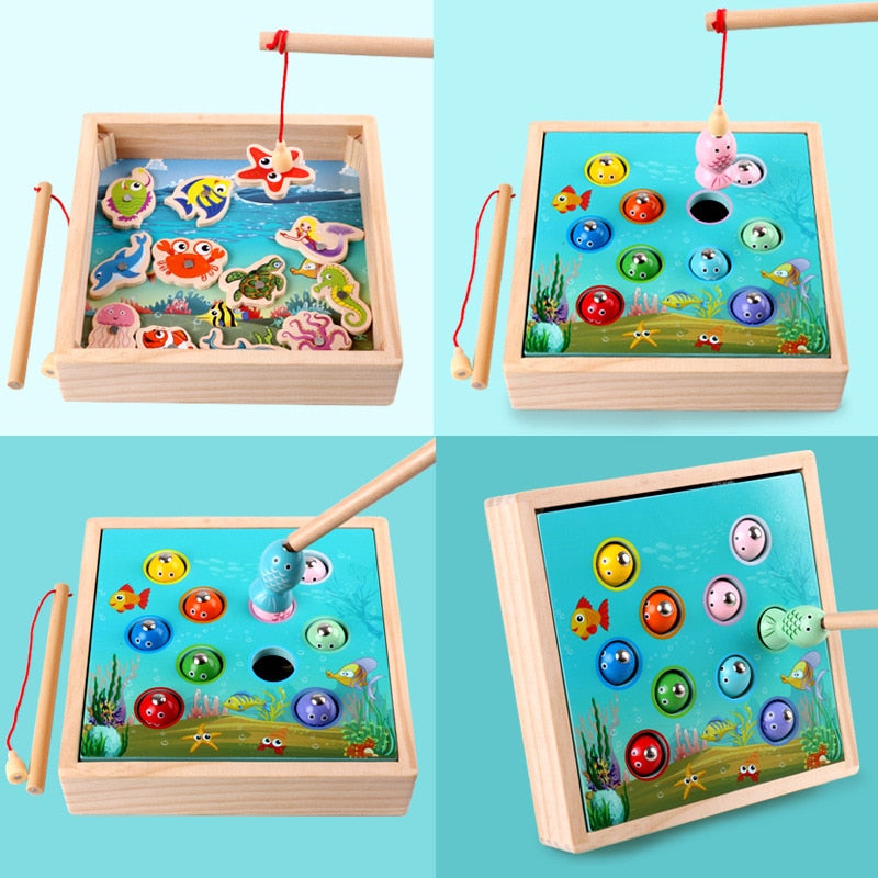 Wooden Kids Magnetic Fishing Educational Toy Set by HitMyNeed