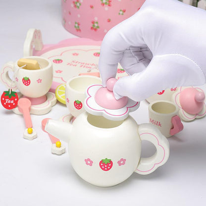 Wooden Kids Tea Party Set with Tray and Accessories by HitMyNeed