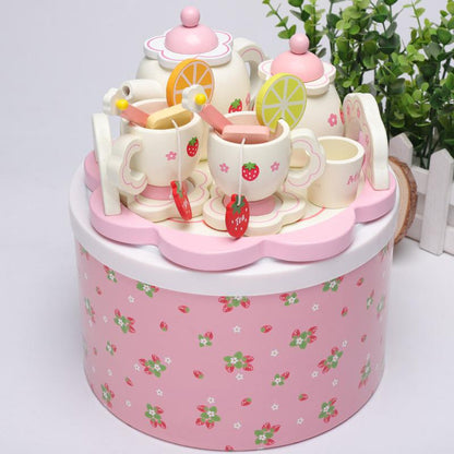 Wooden Kids Tea Party Set with Tray and Accessories by HitMyNeed