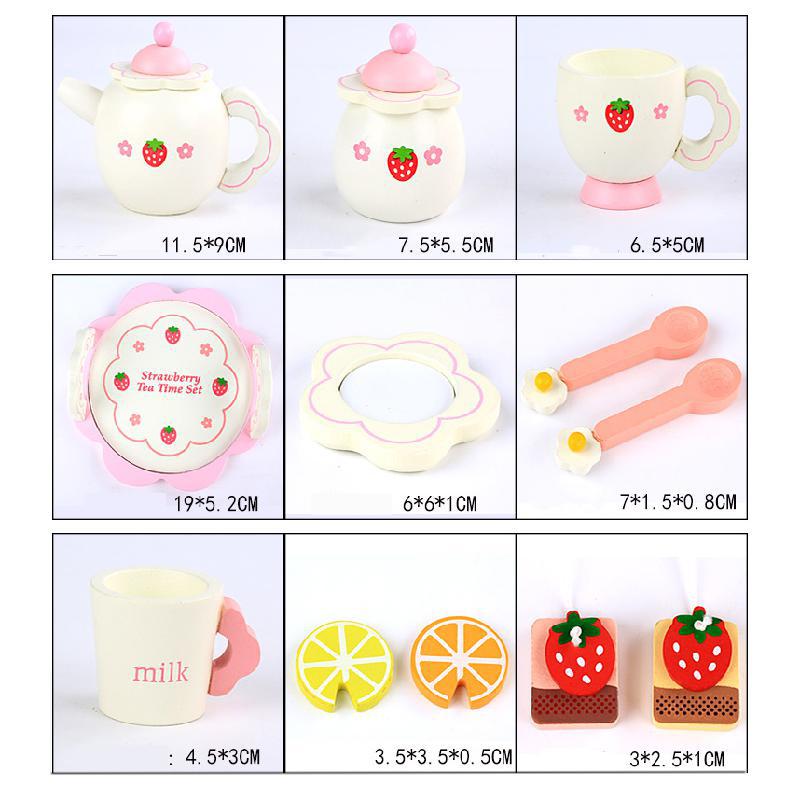 Wooden Kids Tea Party Set with Tray and Accessories by HitMyNeed