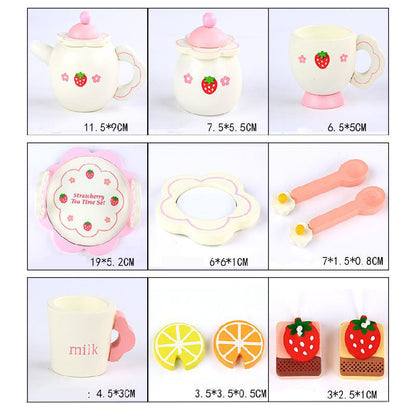 Wooden Kids Tea Party Set with Tray and Accessories by HitMyNeed