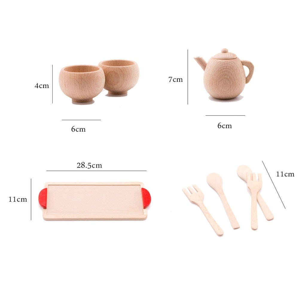 Wooden Kids Tea Set Pretend Play Toy by HitMyNeed