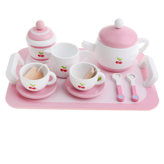 Wooden Kids Tea Set Toy with Tray (12 Pieces) by HitMyNeed