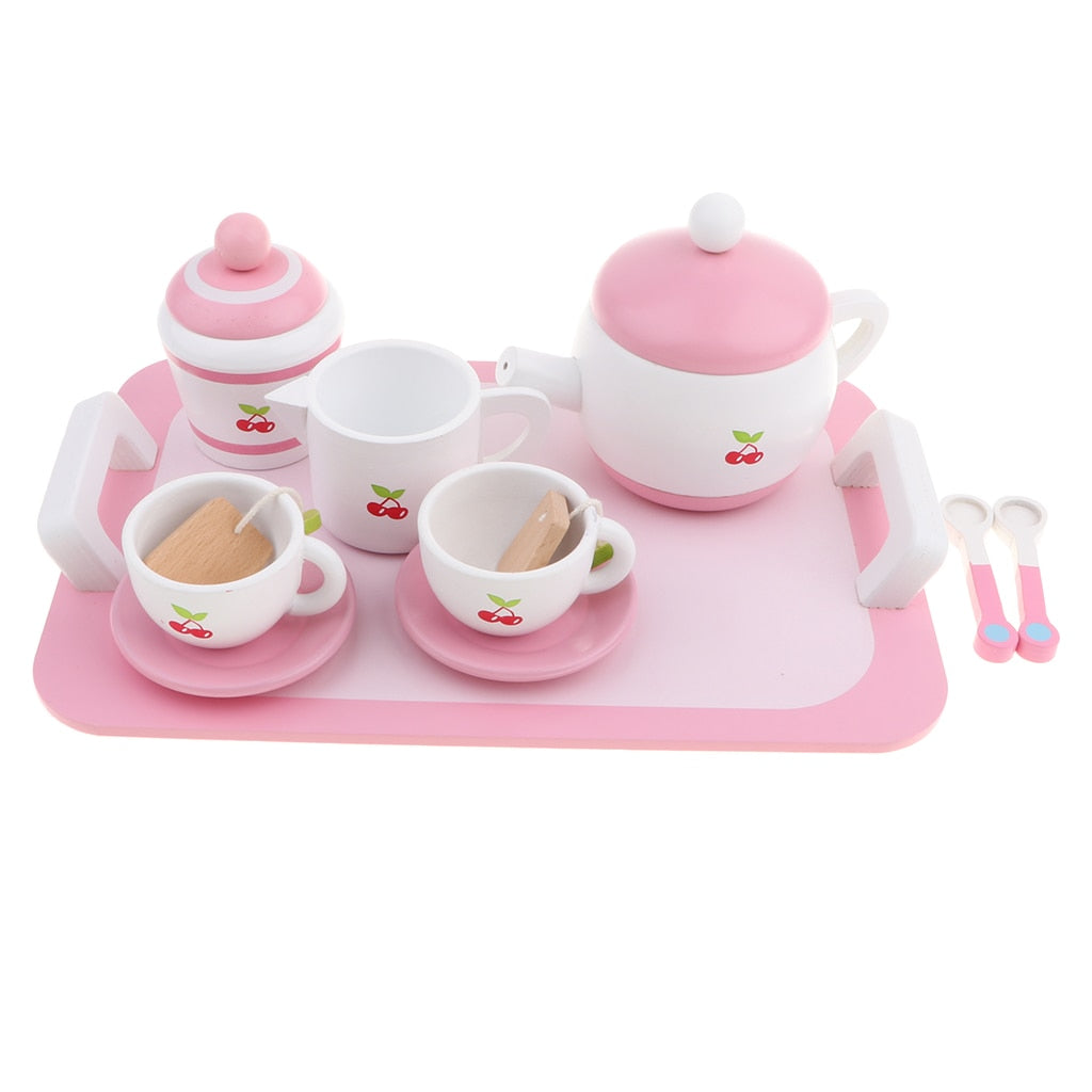 Wooden Kids Tea Set Toy with Tray (12 Pieces) by HitMyNeed