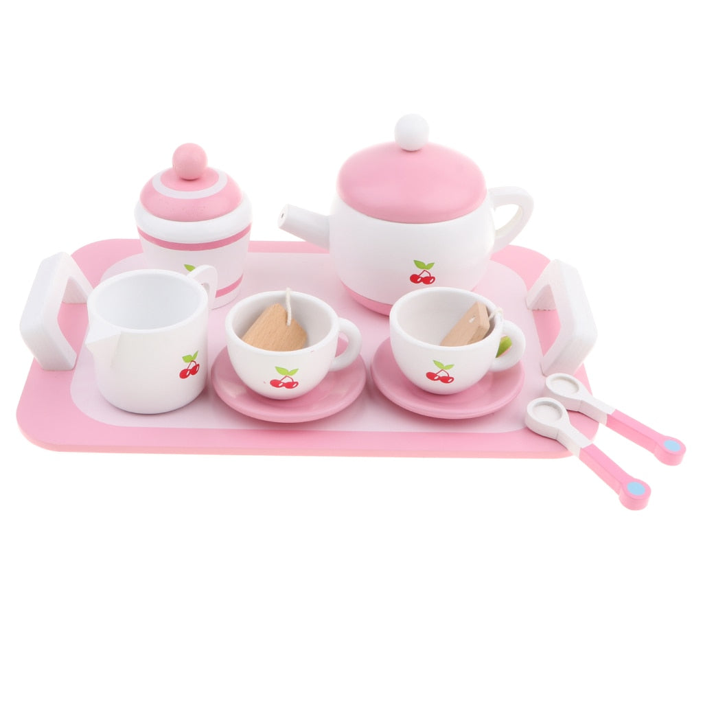 Wooden Kids Tea Set Toy with Tray (12 Pieces) by HitMyNeed