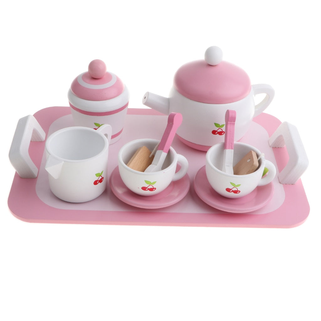 Wooden Kids Tea Set Toy with Tray (12 Pieces) by HitMyNeed