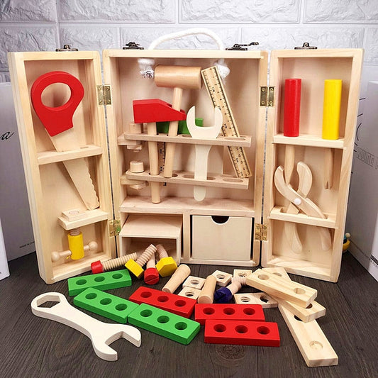 Wooden Kids Tool Box Kit with 20-Piece Tool Set by HitMyNeed