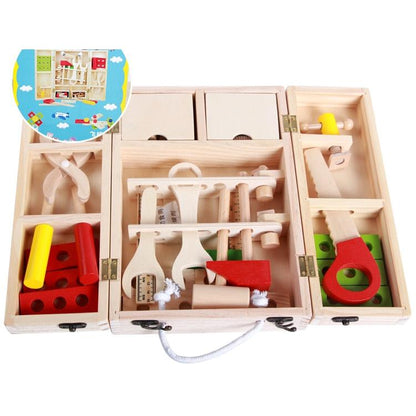 Wooden Kids Tool Box Kit with 20-Piece Tool Set by HitMyNeed