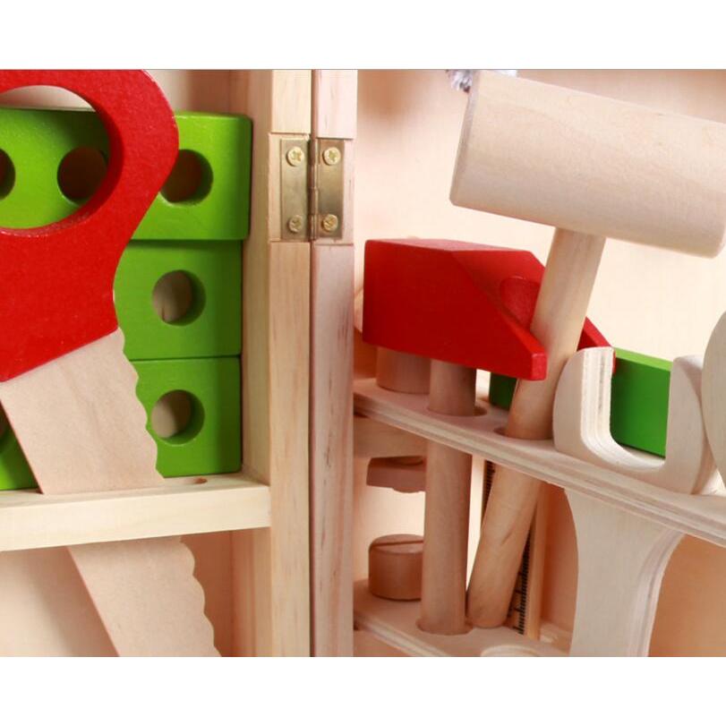 Wooden Kids Tool Box Kit with 20-Piece Tool Set by HitMyNeed