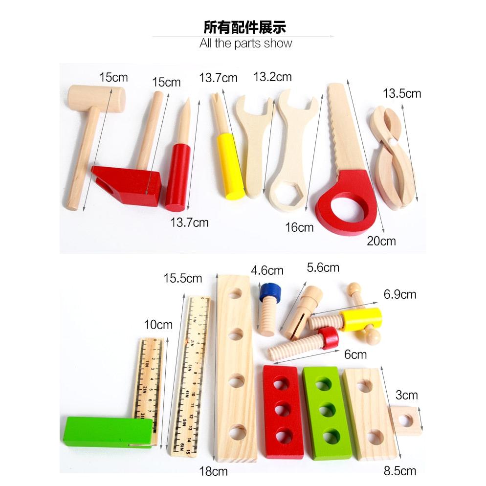 Wooden Kids Tool Box Kit with 20-Piece Tool Set by HitMyNeed