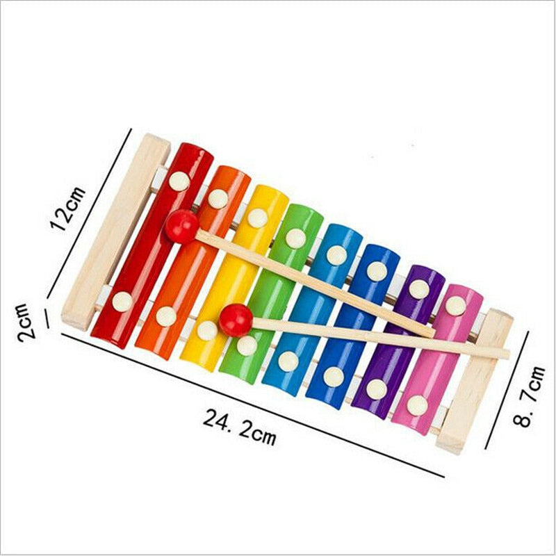 Wooden Kids Xylophone Toy with 8 Metal Keys by HitMyNeed