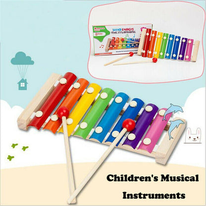 Wooden Kids Xylophone Toy with 8 Metal Keys by HitMyNeed