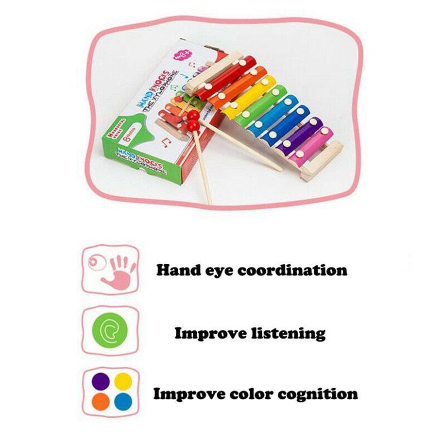 Wooden Kids Xylophone Toy with 8 Metal Keys by HitMyNeed