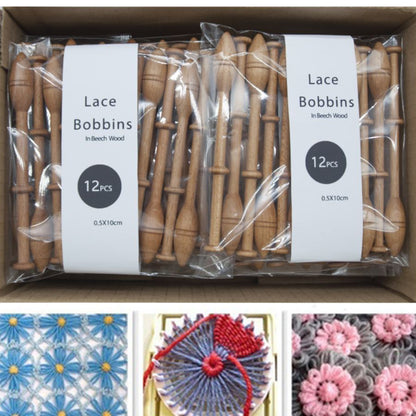 Wooden Lace Bobbins Set of 12 - Beech Wood by HitMyNeed
