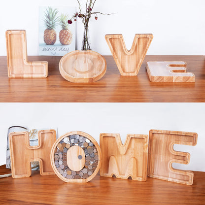 Wooden Letter Money Box with Clear Front by HitMyNeed
