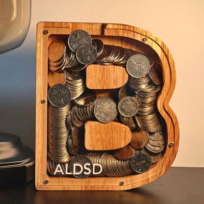 Wooden Letter Money Box with Clear Front by HitMyNeed