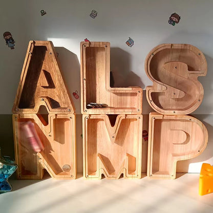 Wooden Letter Money Box with Clear Front by HitMyNeed