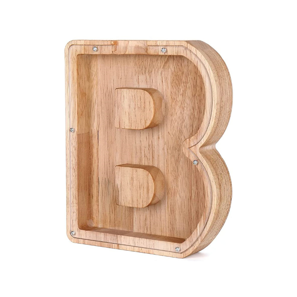 Wooden Letter Money Box with Clear Front b by HitMyNeed