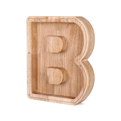 Wooden Letter Money Box with Clear Front b by HitMyNeed